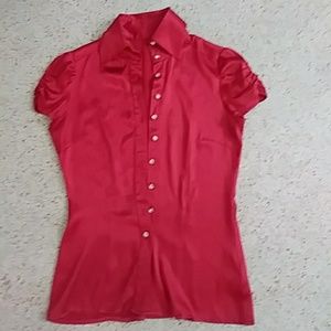Red ladies silk shirt